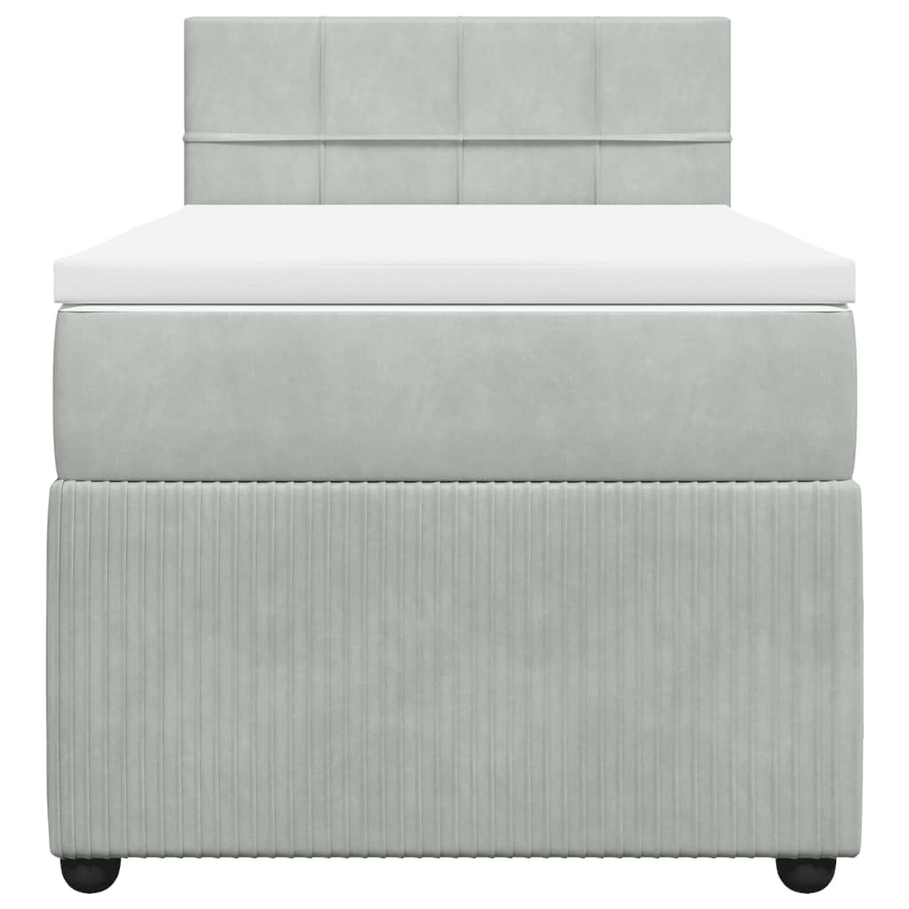 Boxspring met matras fluweel lichtgrijs 100x200 cm is nu te koop bij PeponiXL, paradijselijk wonen!