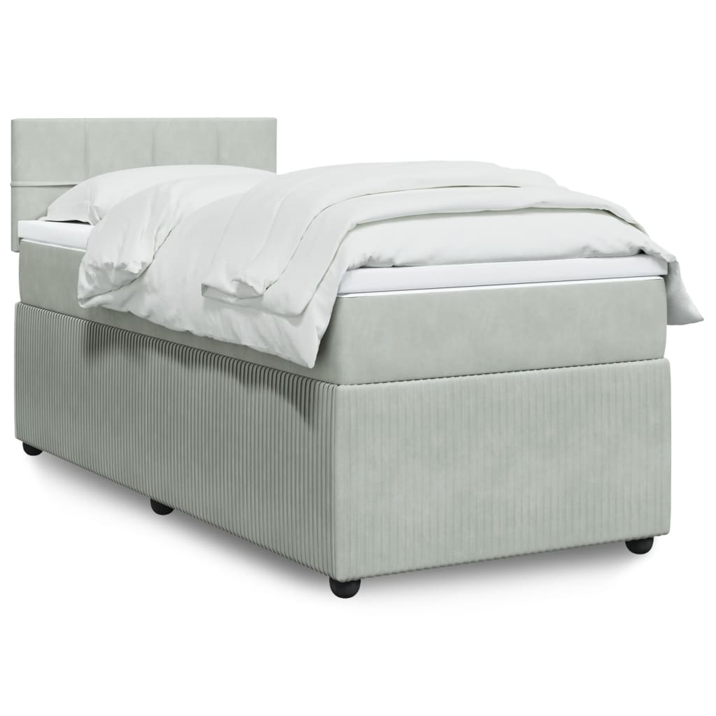 Boxspring met matras fluweel lichtgrijs 100x200 cm is nu te koop bij PeponiXL, paradijselijk wonen!