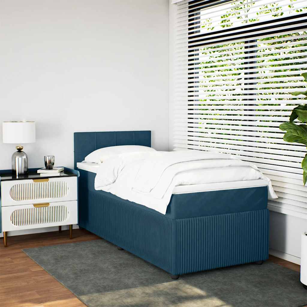Boxspring met matras fluweel blauw 100x200 cm is nu te koop bij PeponiXL, paradijselijk wonen!