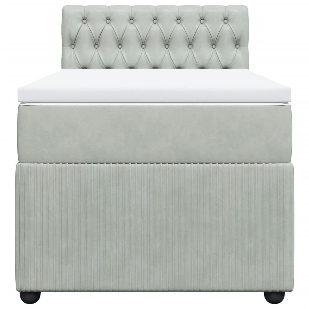 Boxspring met matras fluweel lichtgrijs 100x200 cm is nu te koop bij PeponiXL, paradijselijk wonen!