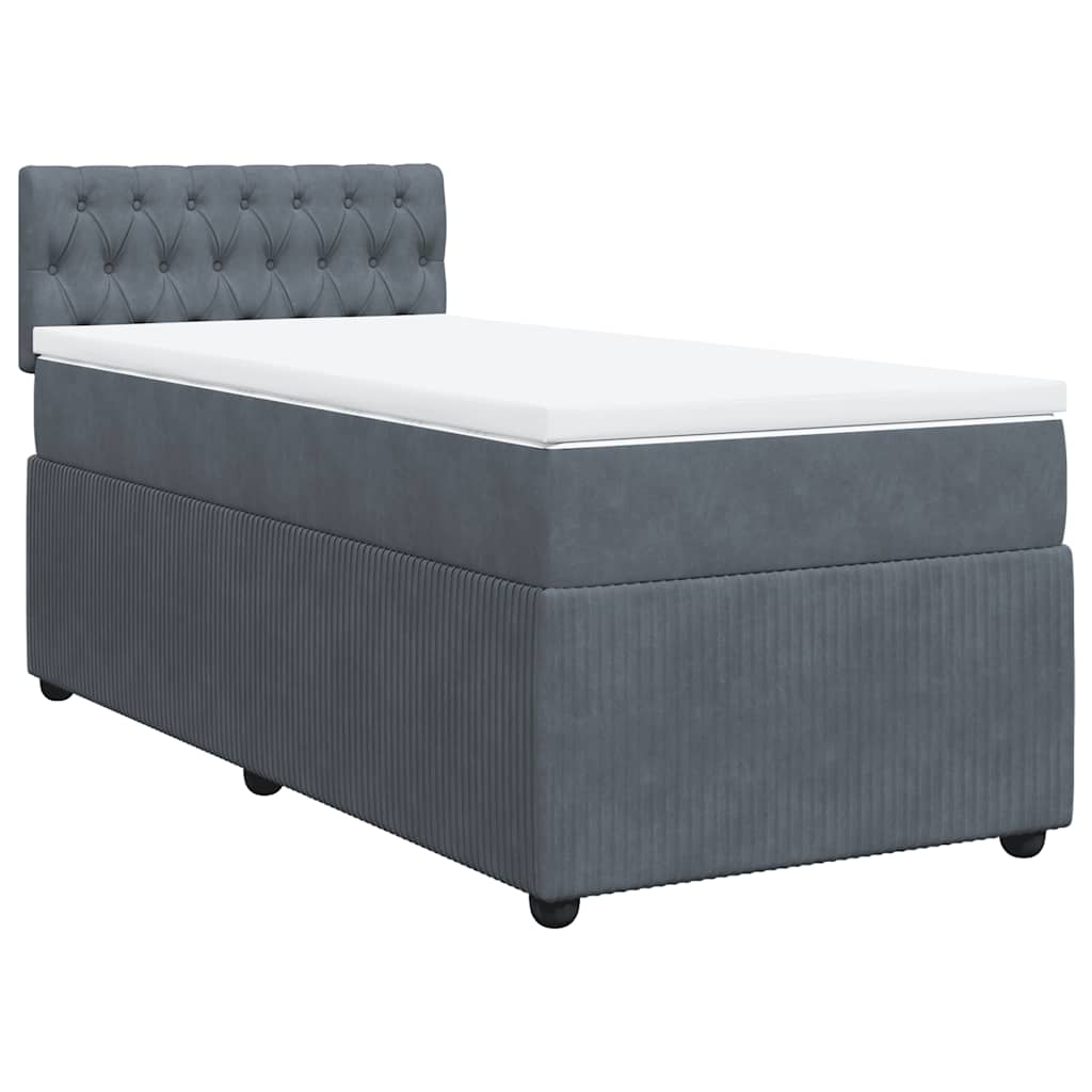 Boxspring met matras fluweel donkergrijs 100x200 cm is nu te koop bij PeponiXL, paradijselijk wonen!