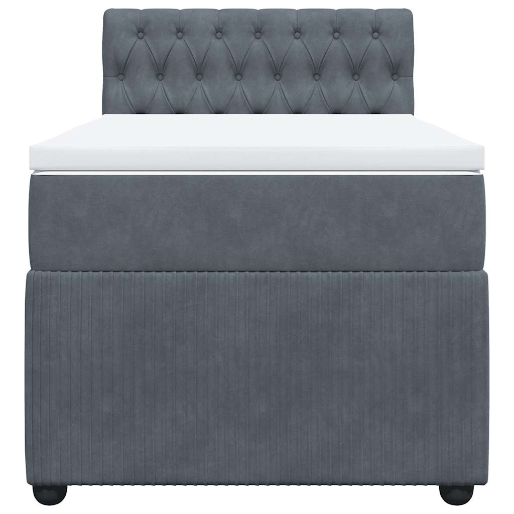 Boxspring met matras fluweel donkergrijs 100x200 cm is nu te koop bij PeponiXL, paradijselijk wonen!