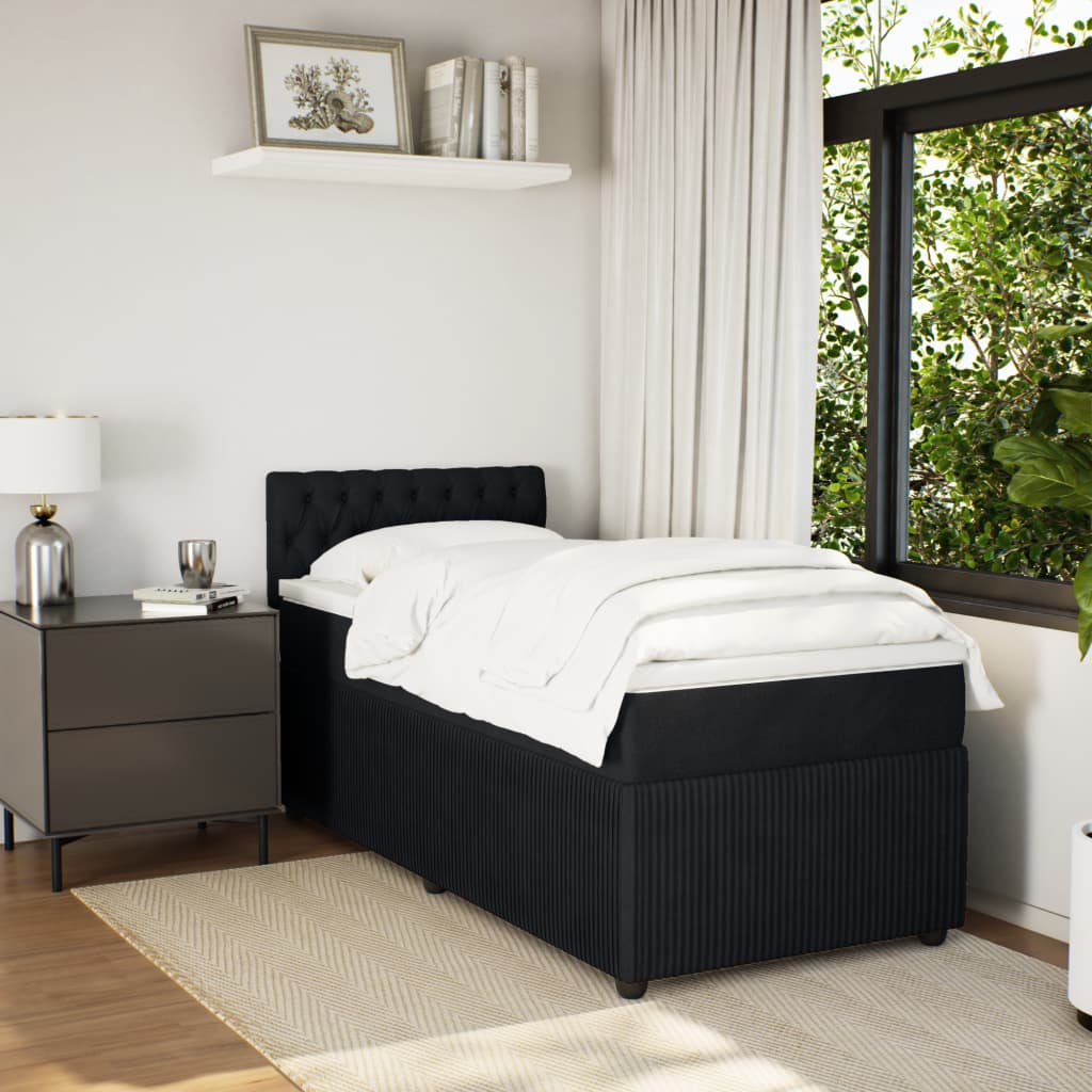 Boxspring met matras fluweel zwart 100x200 cm is nu te koop bij PeponiXL, paradijselijk wonen!