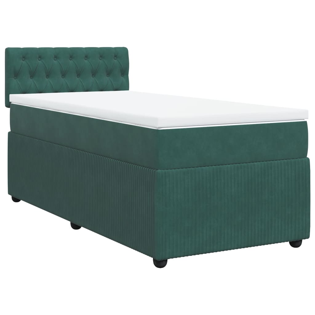 Boxspring met matras fluweel donkergroen 100x200 cm is nu te koop bij PeponiXL, paradijselijk wonen!