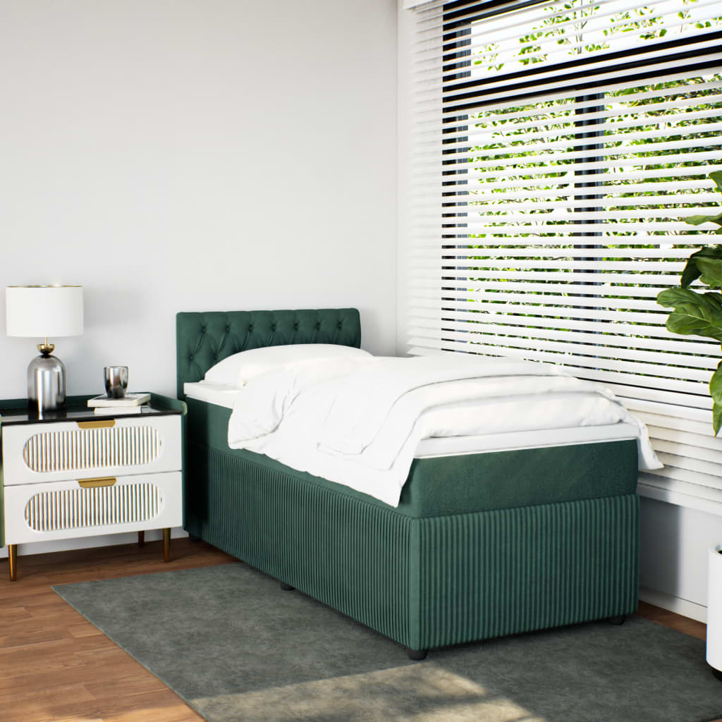 Boxspring met matras fluweel donkergroen 100x200 cm is nu te koop bij PeponiXL, paradijselijk wonen!