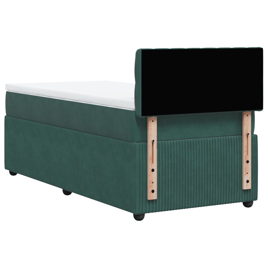 Boxspring met matras fluweel donkergroen 100x200 cm is nu te koop bij PeponiXL, paradijselijk wonen!