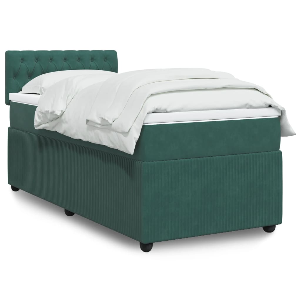 Boxspring met matras fluweel donkergroen 100x200 cm is nu te koop bij PeponiXL, paradijselijk wonen!