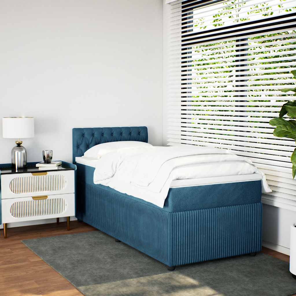 Boxspring met matras fluweel blauw 100x200 cm is nu te koop bij PeponiXL, paradijselijk wonen!