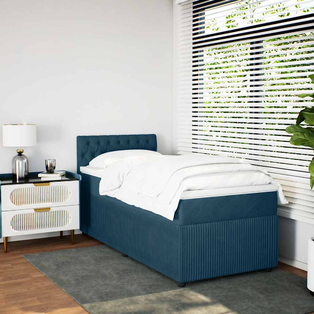 Boxspring met matras fluweel blauw 100x200 cm is nu te koop bij PeponiXL, paradijselijk wonen!