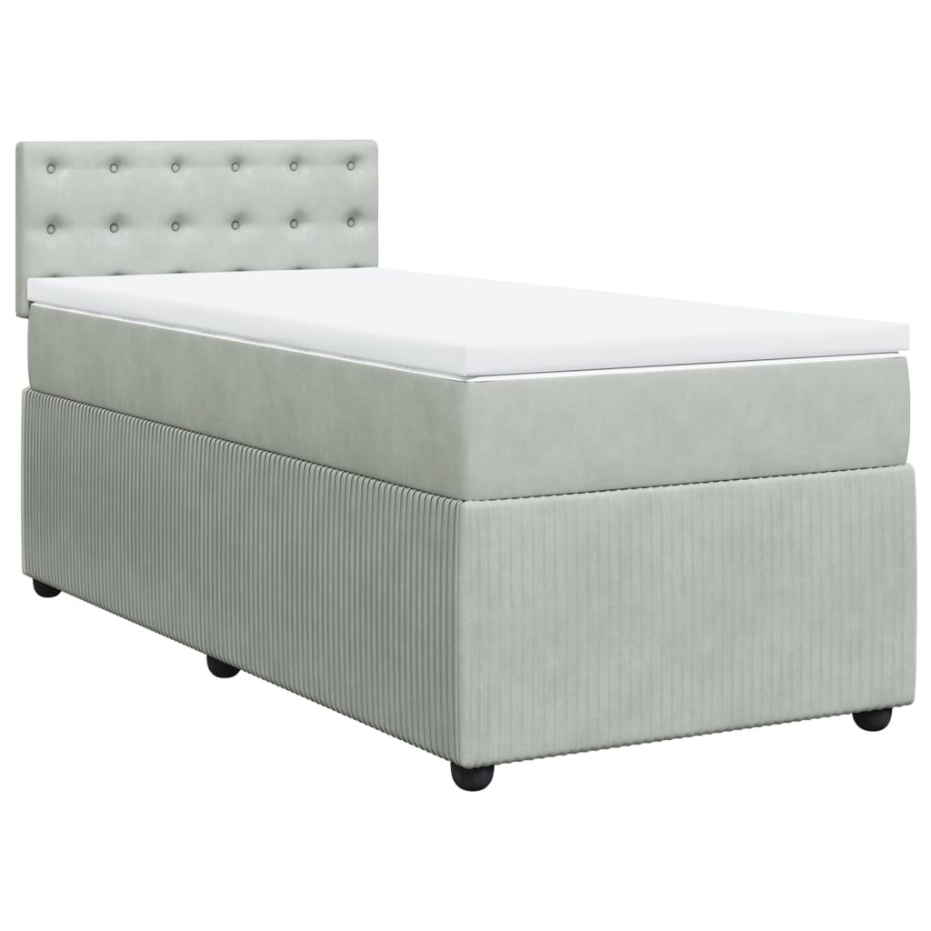 Boxspring met matras fluweel lichtgrijs 100x200 cm is nu te koop bij PeponiXL, paradijselijk wonen!