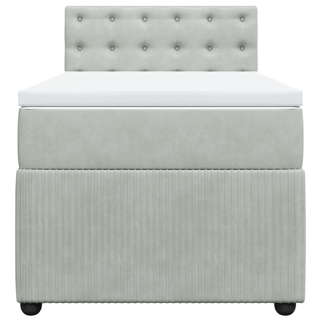 Boxspring met matras fluweel lichtgrijs 100x200 cm is nu te koop bij PeponiXL, paradijselijk wonen!