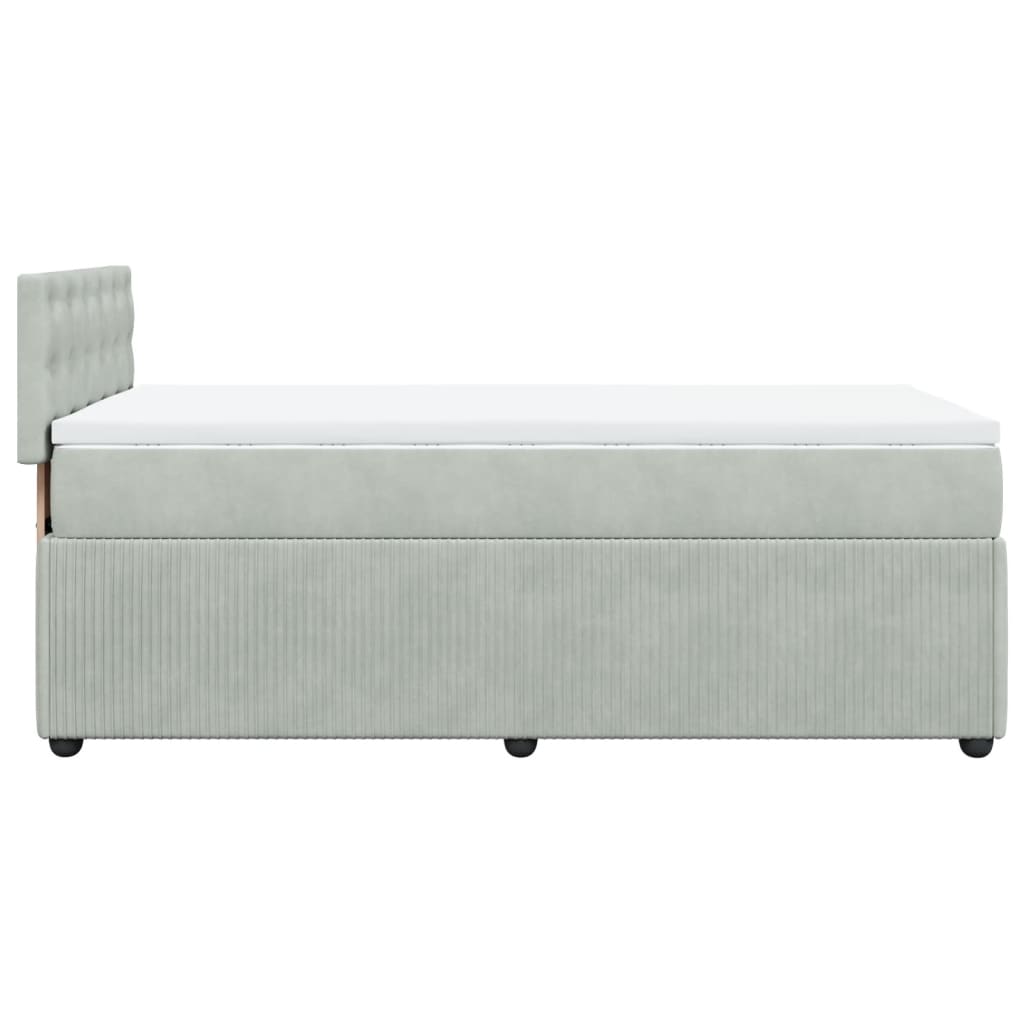 Boxspring met matras fluweel lichtgrijs 100x200 cm is nu te koop bij PeponiXL, paradijselijk wonen!