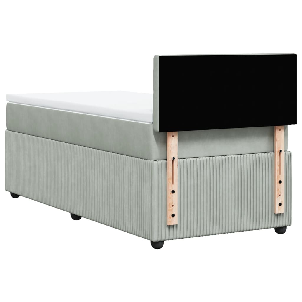 Boxspring met matras fluweel lichtgrijs 100x200 cm is nu te koop bij PeponiXL, paradijselijk wonen!