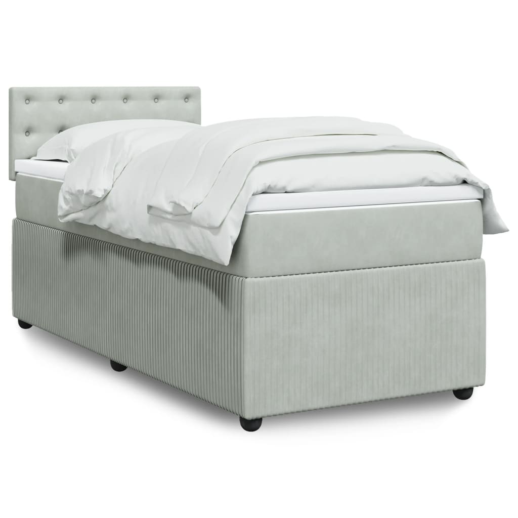 Boxspring met matras fluweel lichtgrijs 100x200 cm is nu te koop bij PeponiXL, paradijselijk wonen!
