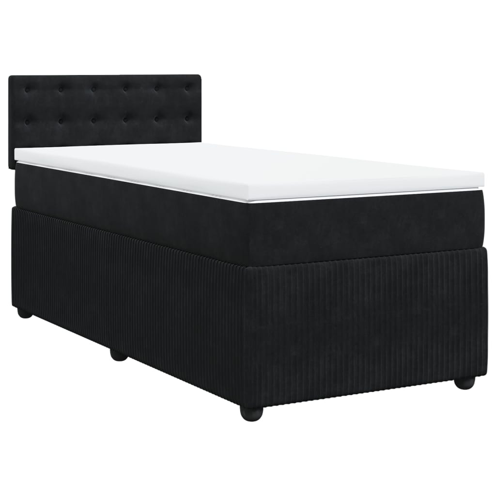 Boxspring met matras fluweel zwart 100x200 cm is nu te koop bij PeponiXL, paradijselijk wonen!