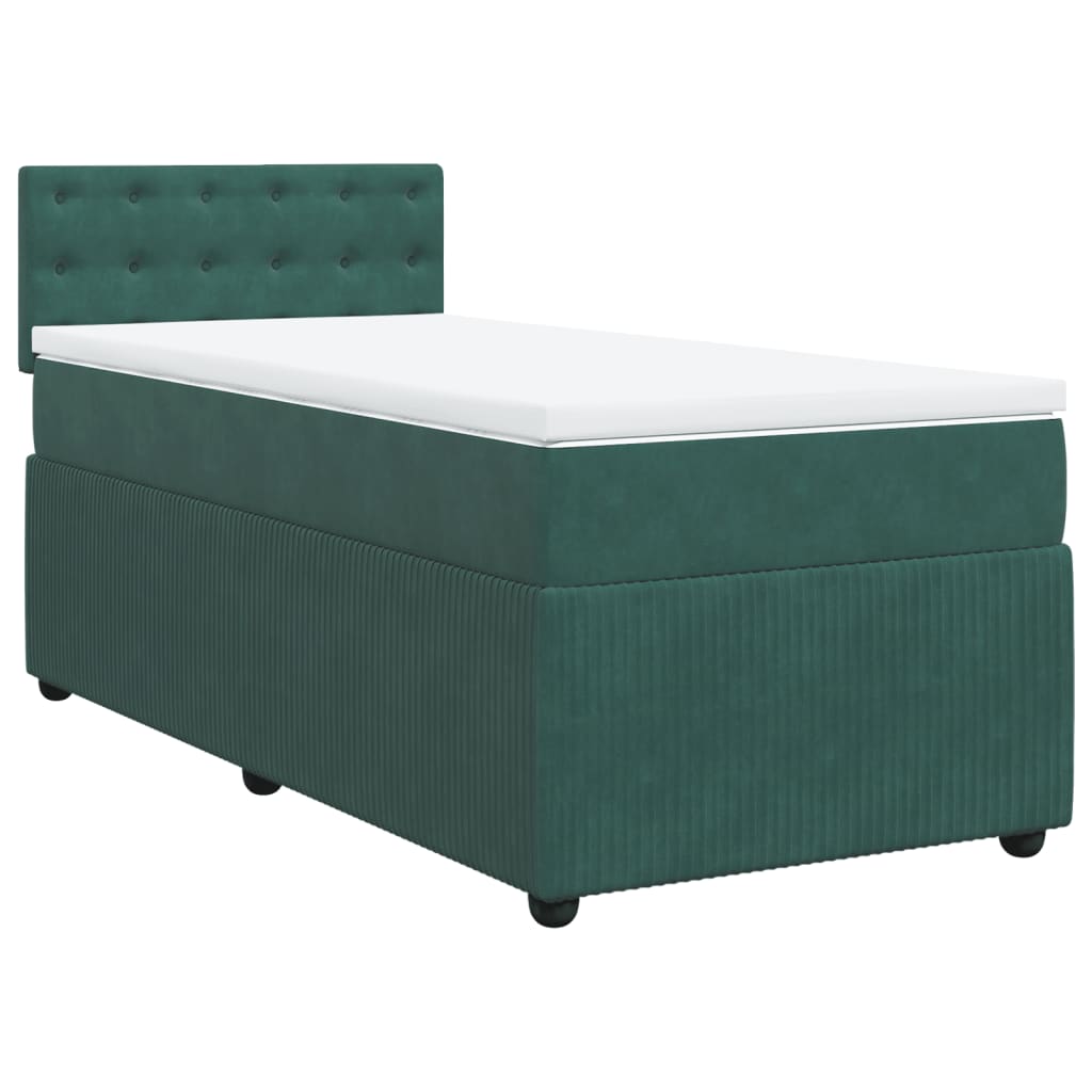 Boxspring met matras fluweel donkergroen 100x200 cm is nu te koop bij PeponiXL, paradijselijk wonen!
