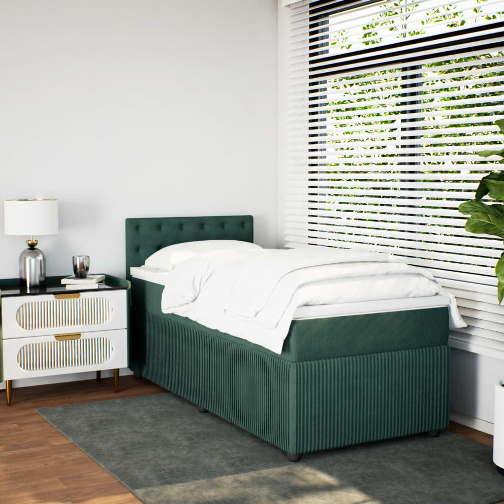 Boxspring met matras fluweel donkergroen 100x200 cm is nu te koop bij PeponiXL, paradijselijk wonen!
