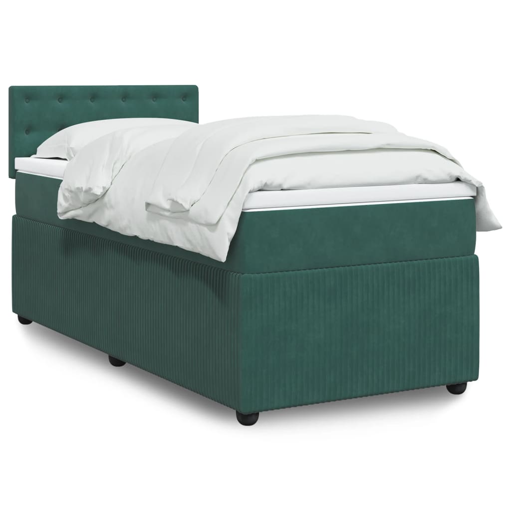Boxspring met matras fluweel donkergroen 100x200 cm is nu te koop bij PeponiXL, paradijselijk wonen!