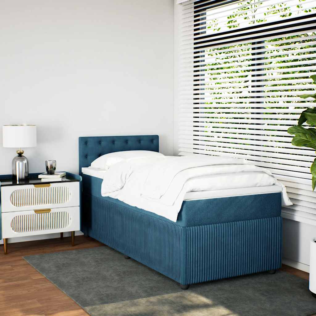 Boxspring met matras fluweel blauw 100x200 cm is nu te koop bij PeponiXL, paradijselijk wonen!