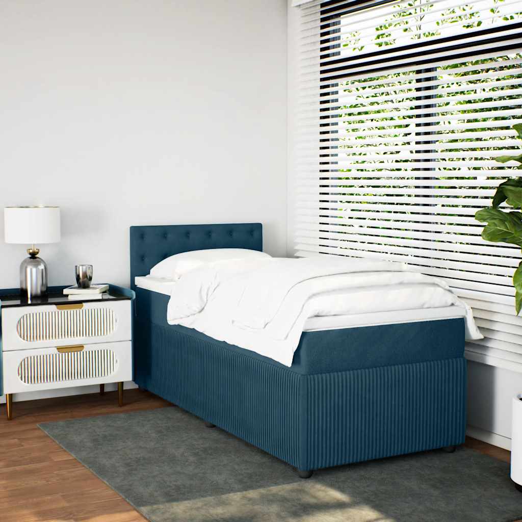 Boxspring met matras fluweel blauw 100x200 cm is nu te koop bij PeponiXL, paradijselijk wonen!