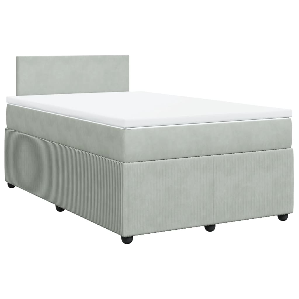 Boxspring met matras fluweel lichtgrijs 120x190 cm is nu te koop bij PeponiXL, paradijselijk wonen!