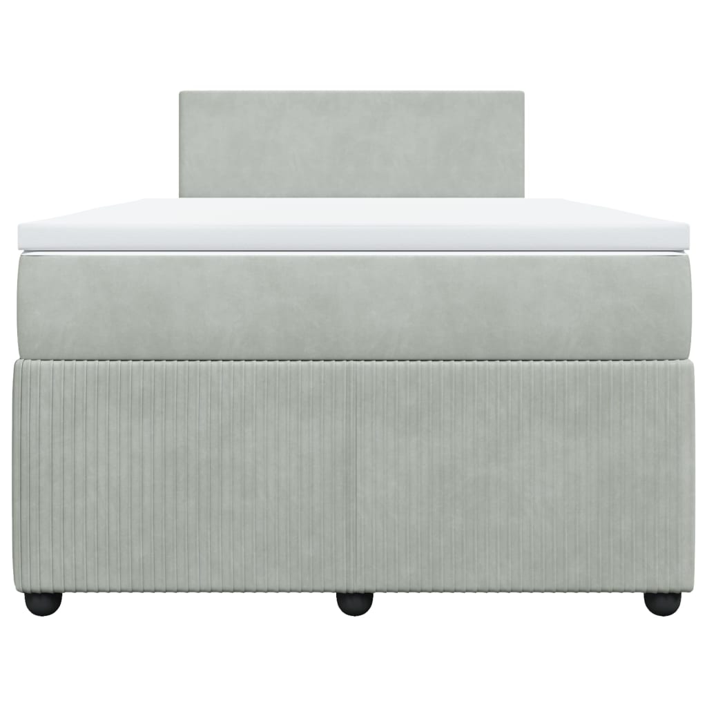 Boxspring met matras fluweel lichtgrijs 120x190 cm is nu te koop bij PeponiXL, paradijselijk wonen!