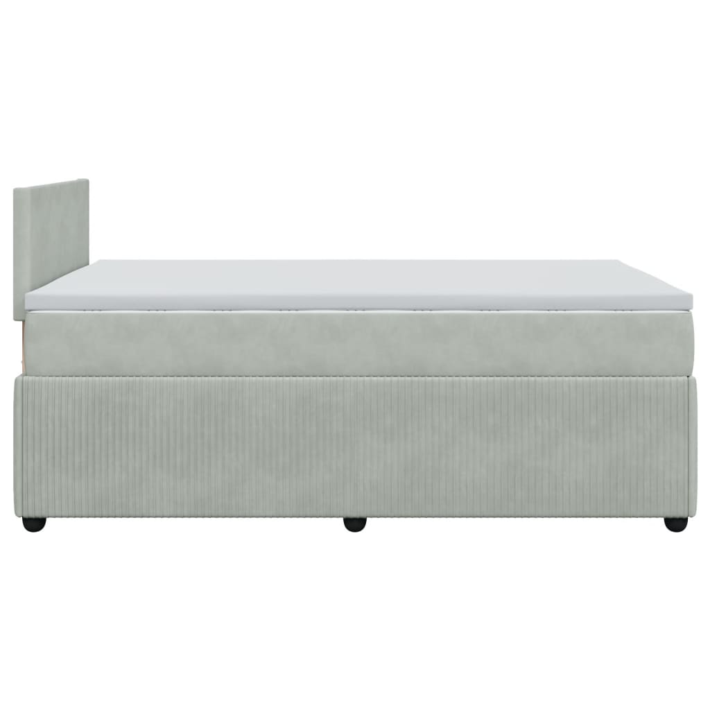 Boxspring met matras fluweel lichtgrijs 120x190 cm is nu te koop bij PeponiXL, paradijselijk wonen!