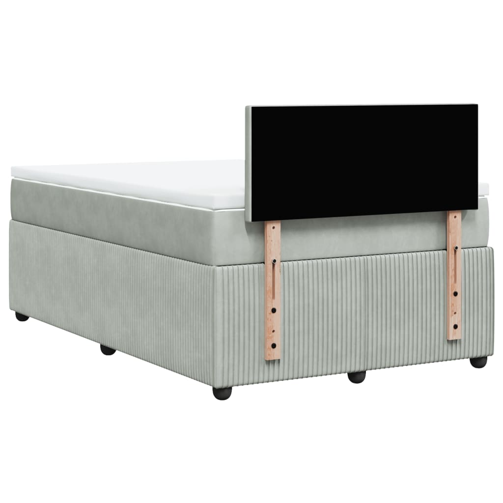 Boxspring met matras fluweel lichtgrijs 120x190 cm is nu te koop bij PeponiXL, paradijselijk wonen!
