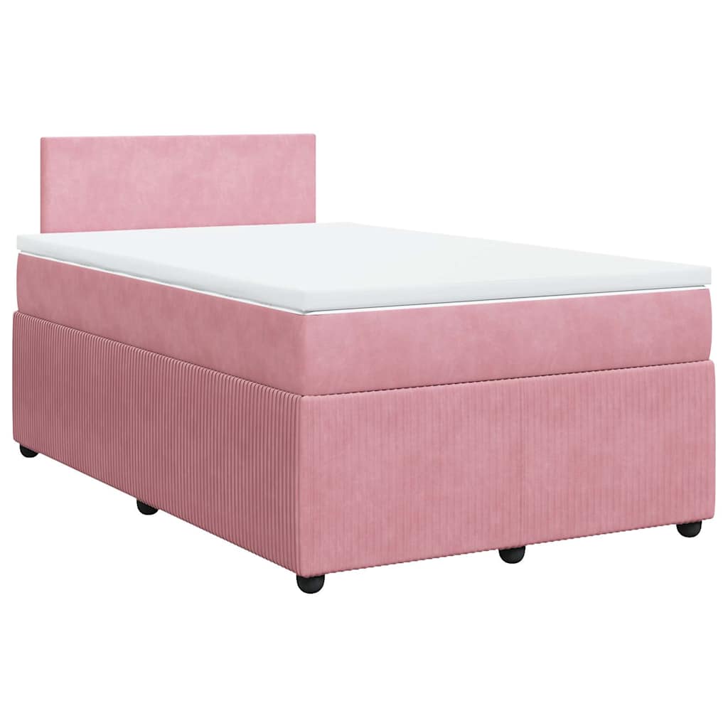 Boxspring met matras fluweel roze 120x190 cm is nu te koop bij PeponiXL, paradijselijk wonen!