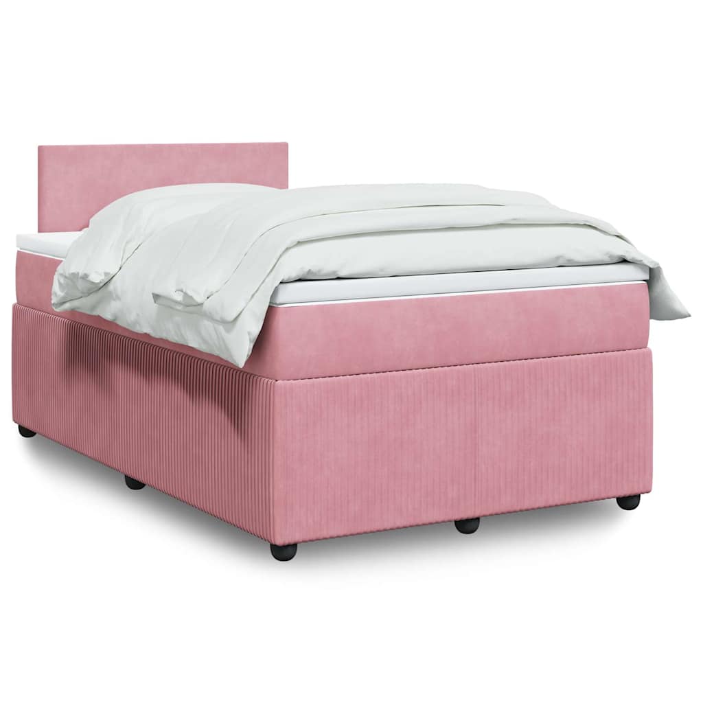 Boxspring met matras fluweel roze 120x190 cm is nu te koop bij PeponiXL, paradijselijk wonen!