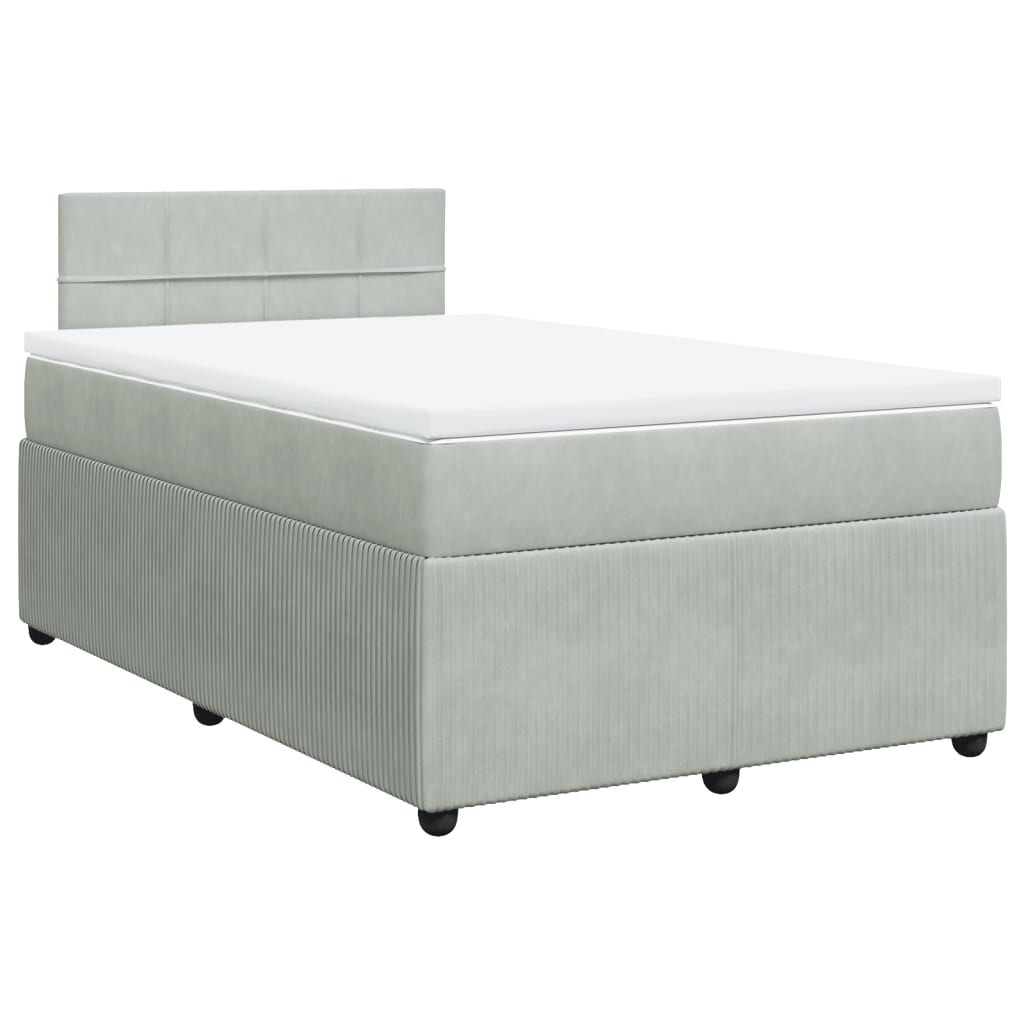 Boxspring met matras fluweel lichtgrijs 120x190 cm is nu te koop bij PeponiXL, paradijselijk wonen!