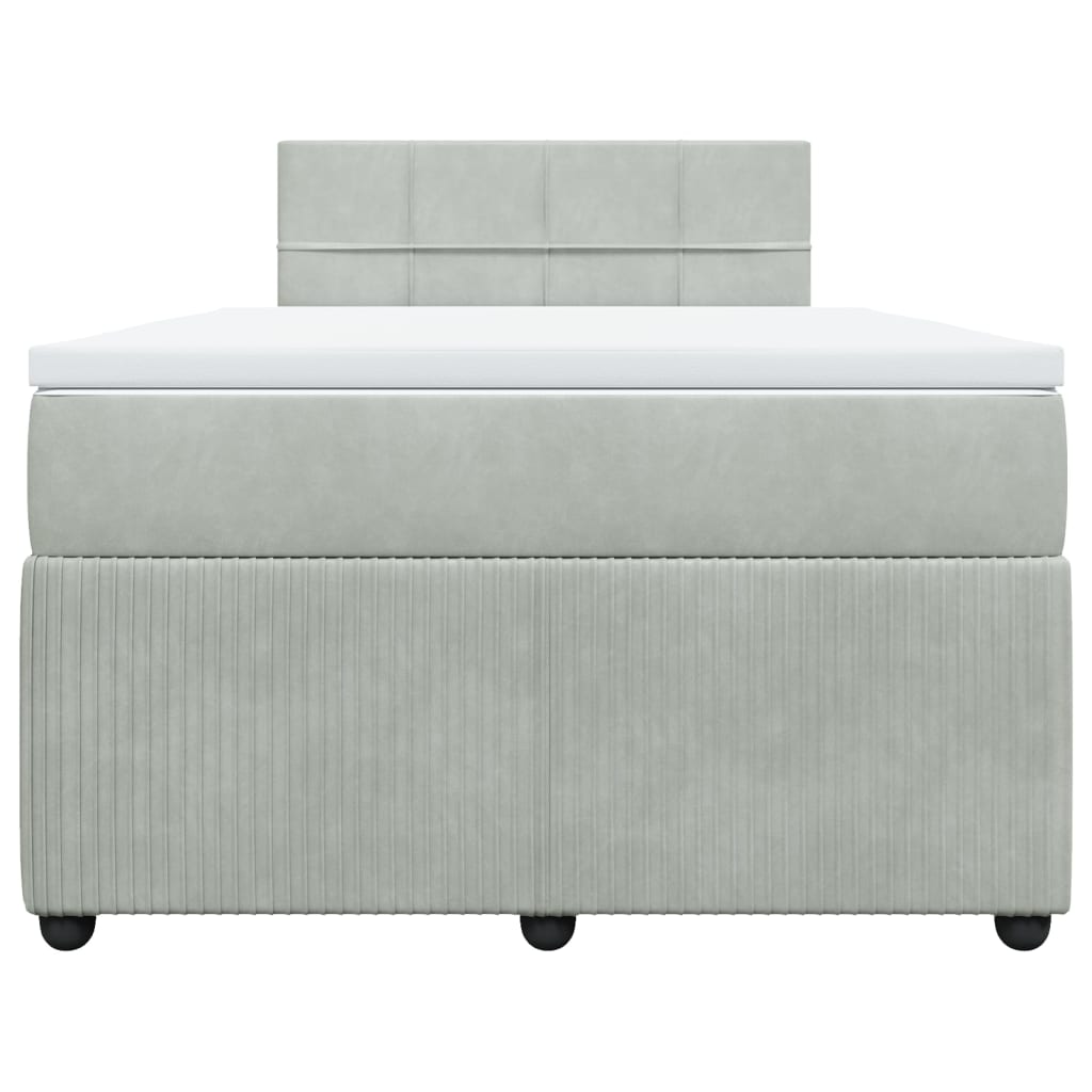 Boxspring met matras fluweel lichtgrijs 120x190 cm is nu te koop bij PeponiXL, paradijselijk wonen!