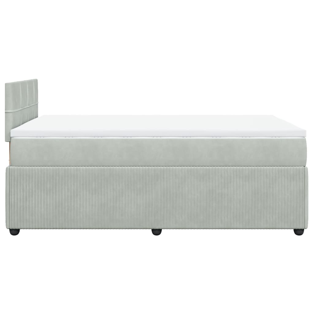 Boxspring met matras fluweel lichtgrijs 120x190 cm is nu te koop bij PeponiXL, paradijselijk wonen!