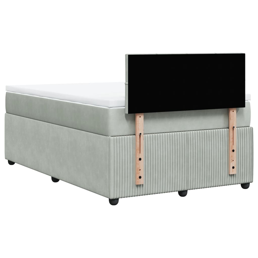 Boxspring met matras fluweel lichtgrijs 120x190 cm is nu te koop bij PeponiXL, paradijselijk wonen!