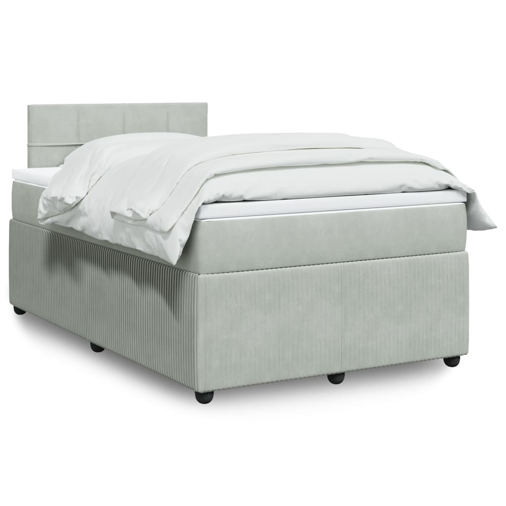 Boxspring met matras fluweel lichtgrijs 120x190 cm is nu te koop bij PeponiXL, paradijselijk wonen!