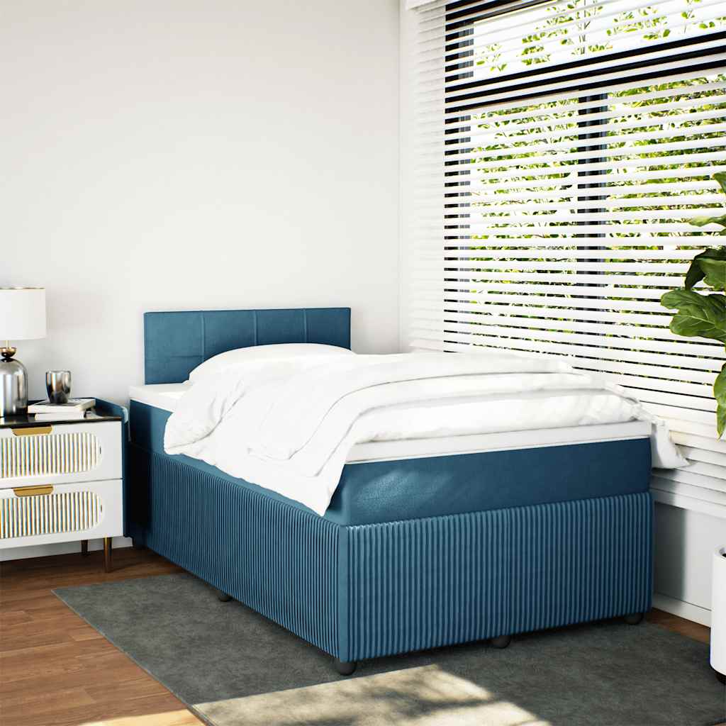 Boxspring met matras fluweel blauw 120x190 cm is nu te koop bij PeponiXL, paradijselijk wonen!