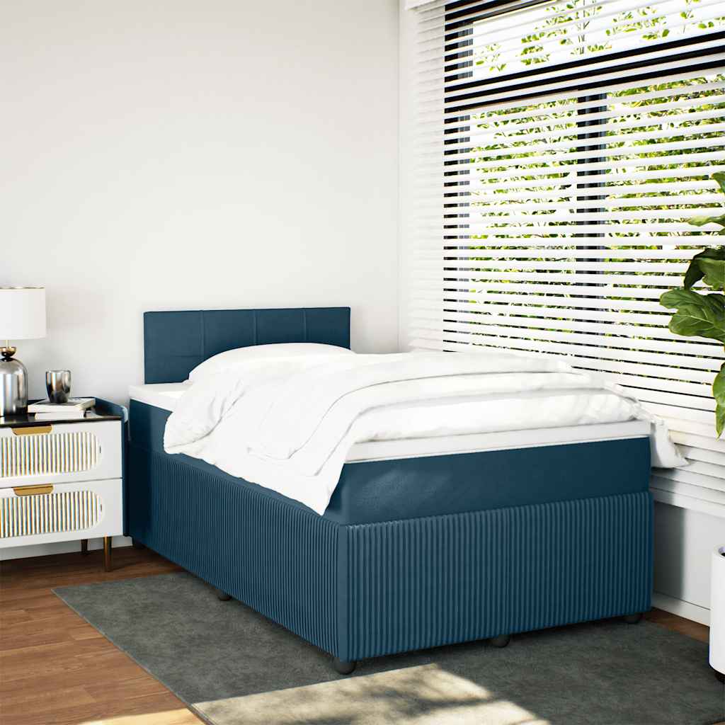 Boxspring met matras fluweel blauw 120x190 cm is nu te koop bij PeponiXL, paradijselijk wonen!
