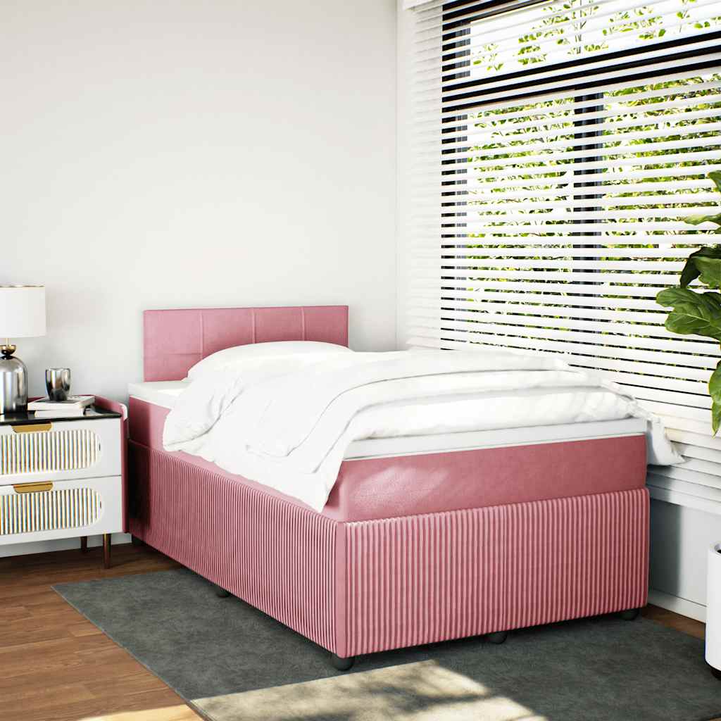 Boxspring met matras fluweel roze 120x190 cm is nu te koop bij PeponiXL, paradijselijk wonen!