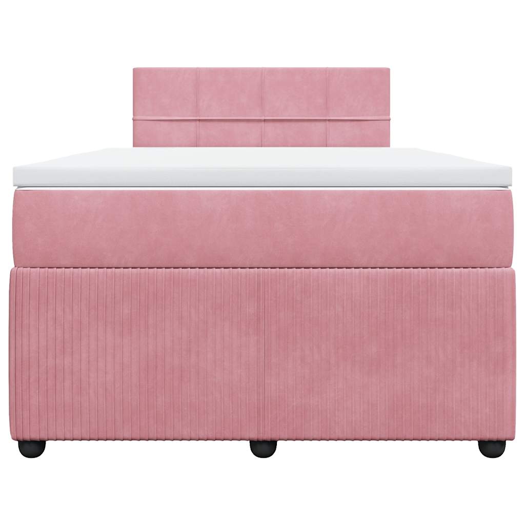 Boxspring met matras fluweel roze 120x190 cm is nu te koop bij PeponiXL, paradijselijk wonen!