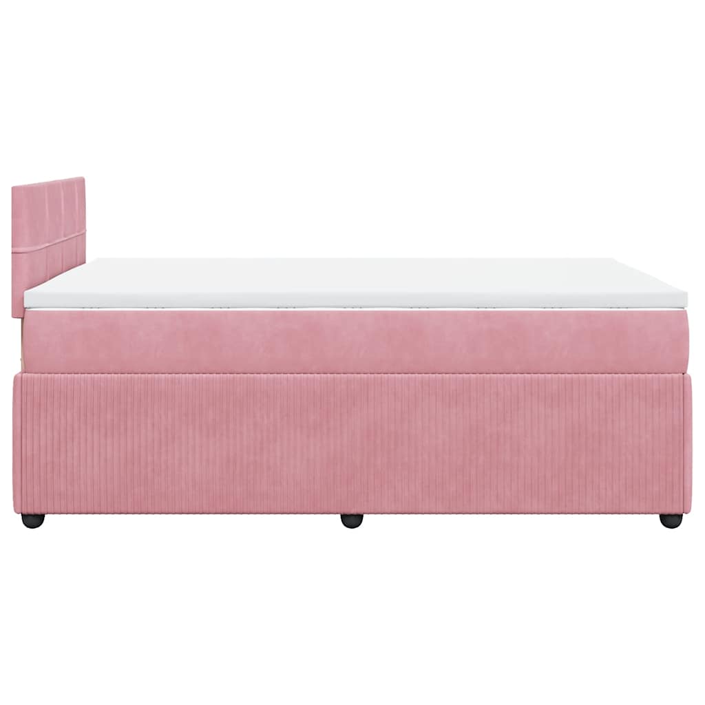 Boxspring met matras fluweel roze 120x190 cm is nu te koop bij PeponiXL, paradijselijk wonen!