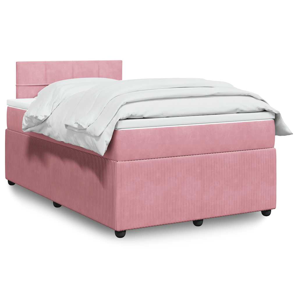 Boxspring met matras fluweel roze 120x190 cm is nu te koop bij PeponiXL, paradijselijk wonen!