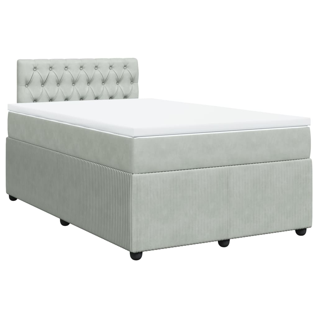Boxspring met matras fluweel lichtgrijs 120x190 cm is nu te koop bij PeponiXL, paradijselijk wonen!