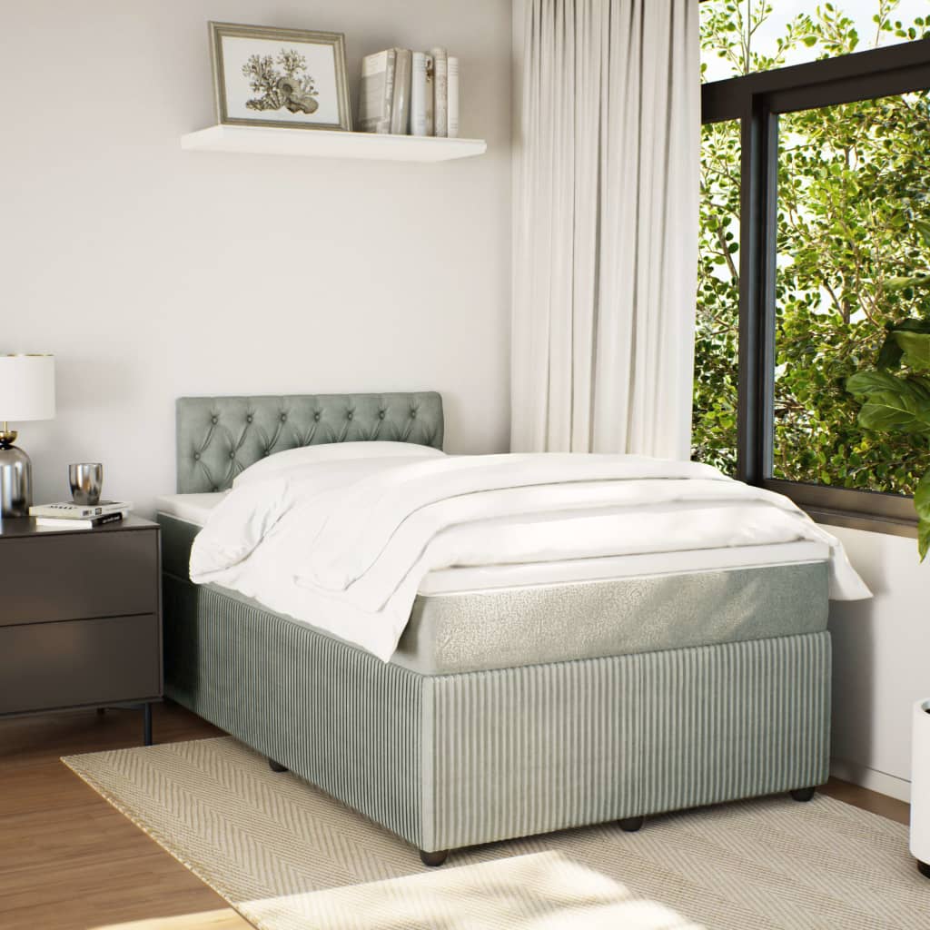 Boxspring met matras fluweel lichtgrijs 120x190 cm is nu te koop bij PeponiXL, paradijselijk wonen!
