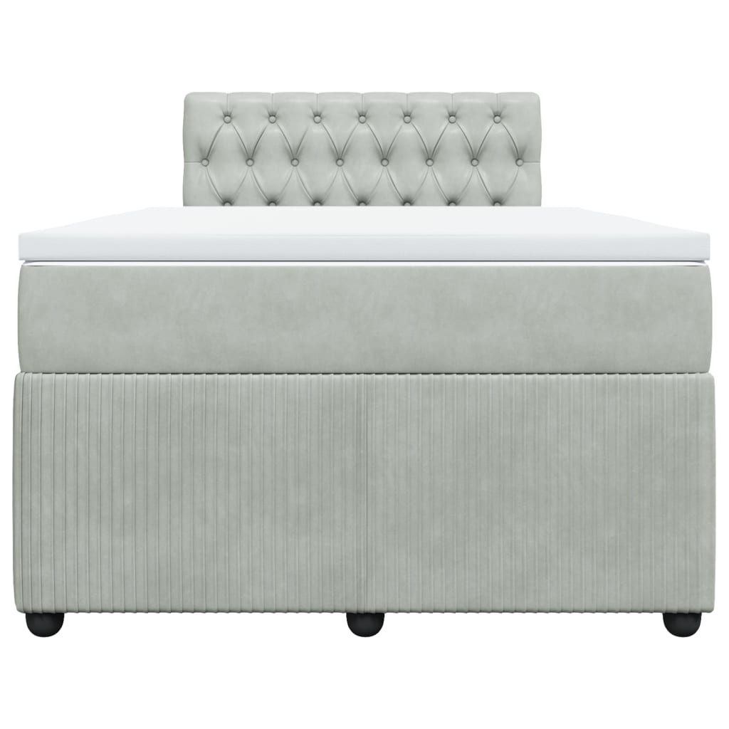 Boxspring met matras fluweel lichtgrijs 120x190 cm is nu te koop bij PeponiXL, paradijselijk wonen!