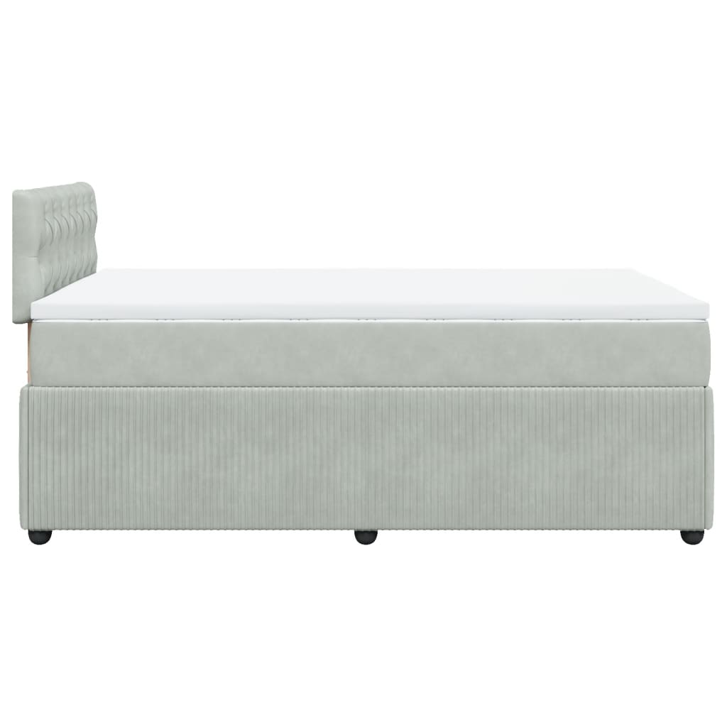 Boxspring met matras fluweel lichtgrijs 120x190 cm is nu te koop bij PeponiXL, paradijselijk wonen!