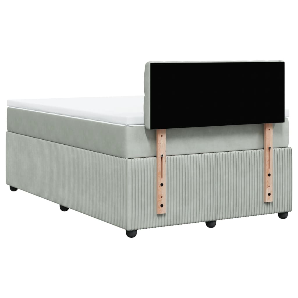 Boxspring met matras fluweel lichtgrijs 120x190 cm is nu te koop bij PeponiXL, paradijselijk wonen!