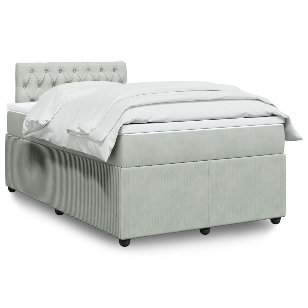 Boxspring met matras fluweel lichtgrijs 120x190 cm is nu te koop bij PeponiXL, paradijselijk wonen!