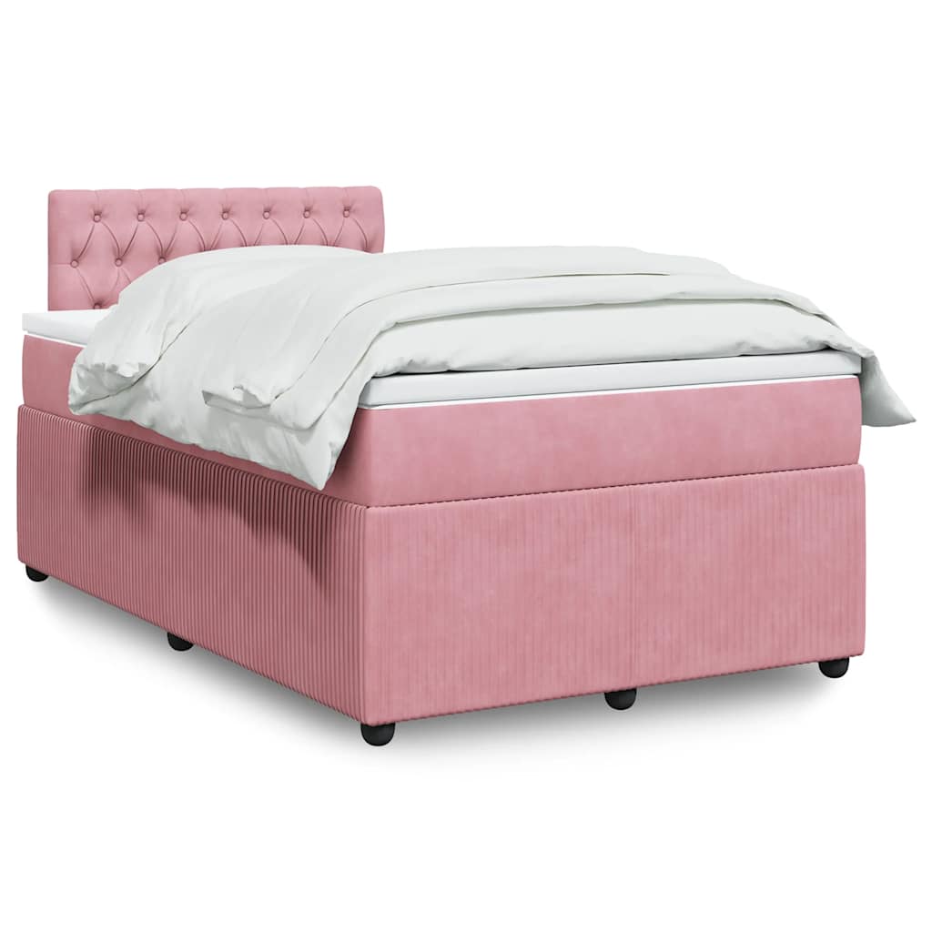 Boxspring met matras fluweel roze 120x190 cm is nu te koop bij PeponiXL, paradijselijk wonen!