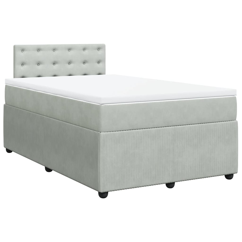 Boxspring met matras fluweel lichtgrijs 120x190 cm is nu te koop bij PeponiXL, paradijselijk wonen!