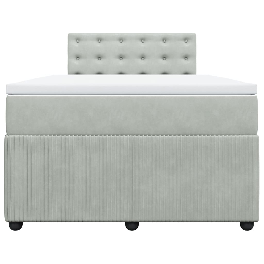 Boxspring met matras fluweel lichtgrijs 120x190 cm is nu te koop bij PeponiXL, paradijselijk wonen!